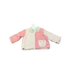 Vintage Chenille Jacket Two Tone Pink Embroidered Detail Baby 9Months